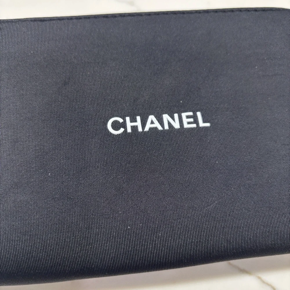 Designer Inspired Black Zipper Pouch - Accessory Case
